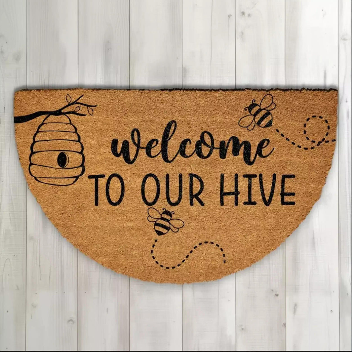 Welcome to Our Hive Doormat, Beehive Welcome Mat, Bee Themed Entrance Decor