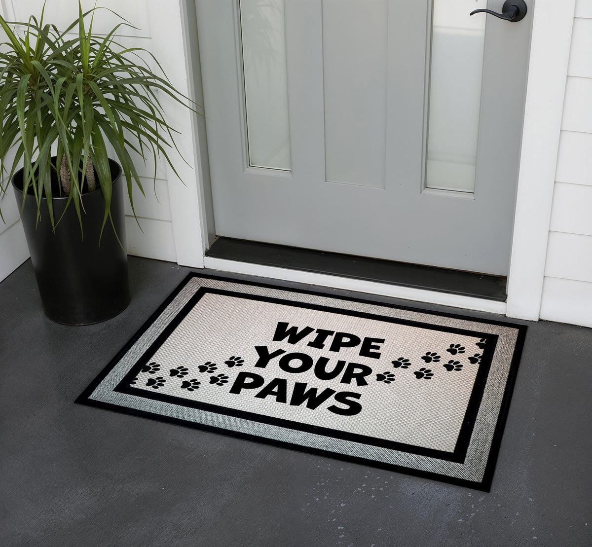 Wipe Your Paws Doormat, Pawprint Welcome Mat, Funny Pet Lover Housewarming Gift