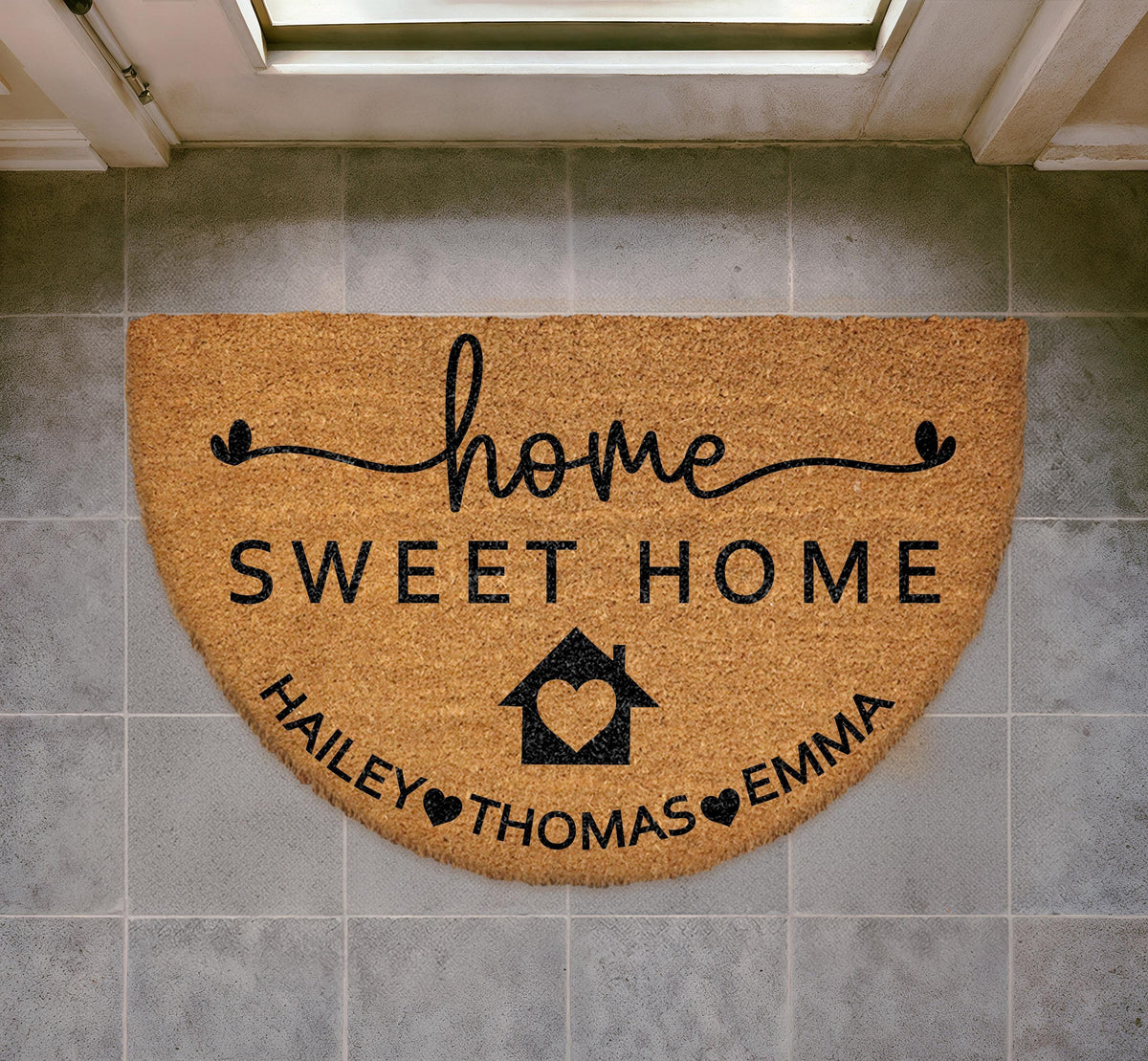 Home Sweet Home Personalized Doormat, Custom Family Name Welcome Mat, Outdoor Coir Mat, Family Members Door Mat, Front Entry Mat