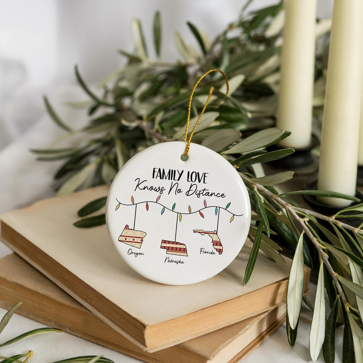 Customizable Family Love Knows No Distance Ornament, Personalized Family Christmas Keepsake