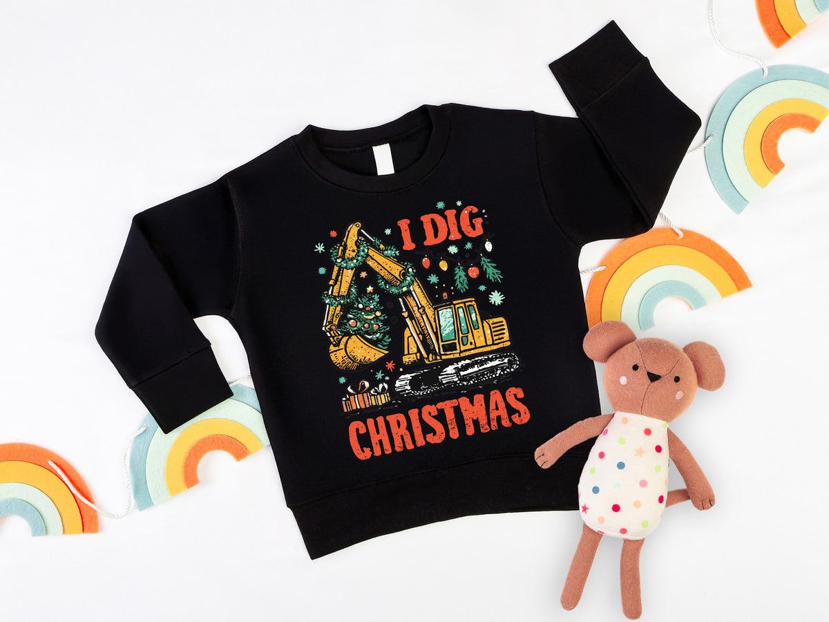 I Dig Christmas Shirt, Christmas Boys T-Shirt, Funny Christmas Kids Gift, Excavator Lover Christmas Sweatshirt, Toddler XMAS Tee