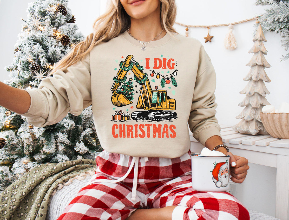 I Dig Christmas Shirt, Christmas Boys T-Shirt, Funny Christmas Kids Gift, Excavator Lover Christmas Sweatshirt, Toddler XMAS Tee