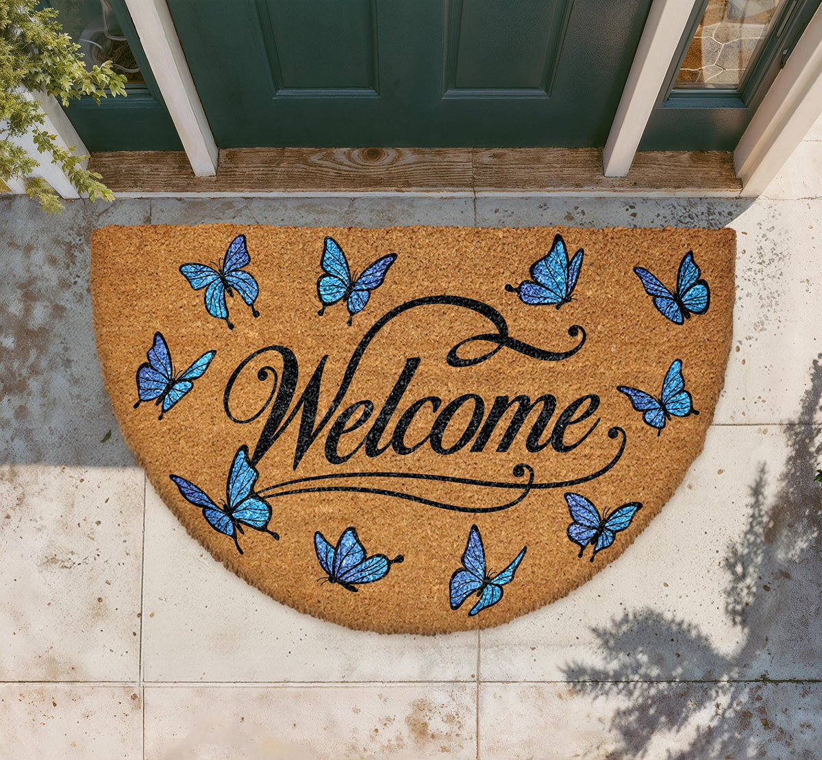 Butterfly Welcome Mat, Natural Coir Entryway Decor, Nature Inspired Home