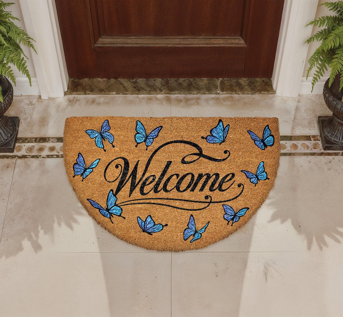 Butterfly Welcome Mat, Natural Coir Entryway Decor, Nature Inspired Home