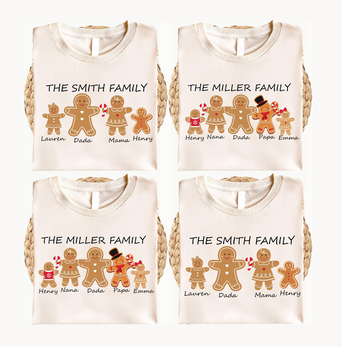 Gingerbread Family Shirt, Custom Name XMAS Sweater, Christmas Family Reunion Tee