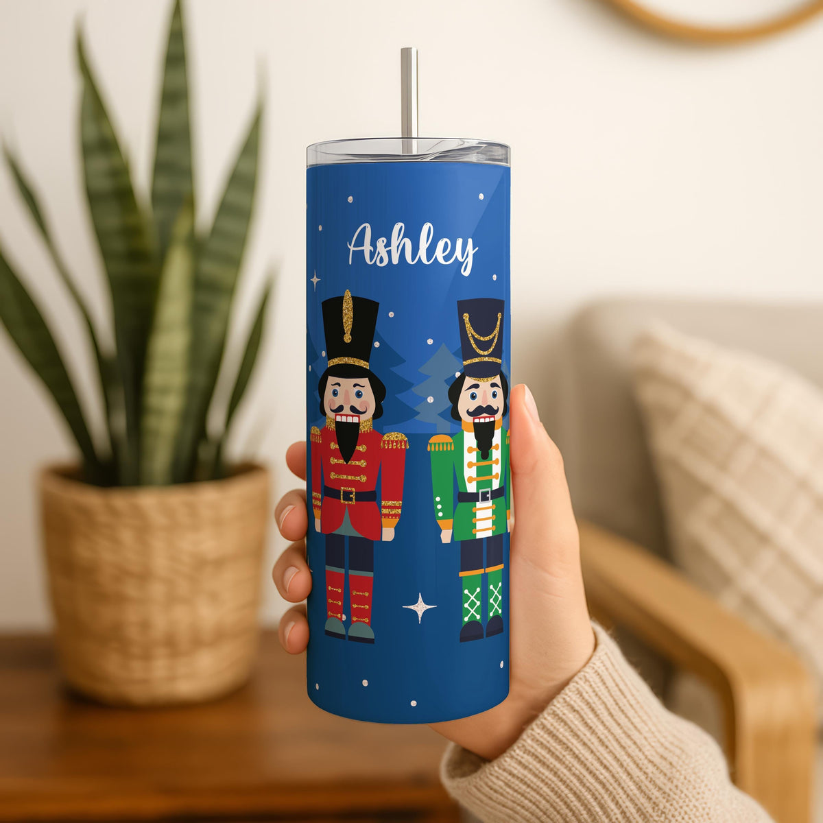 Personalized Nutcracker Christmas Tumbler, Ballet Fan Holiday Present, Festive Travel Cup