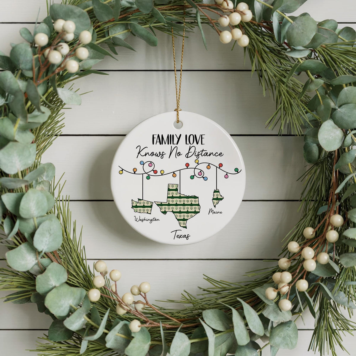 Custom Family Love Ornament, Distance Relationship Gift, Personalized State To States Ornaments