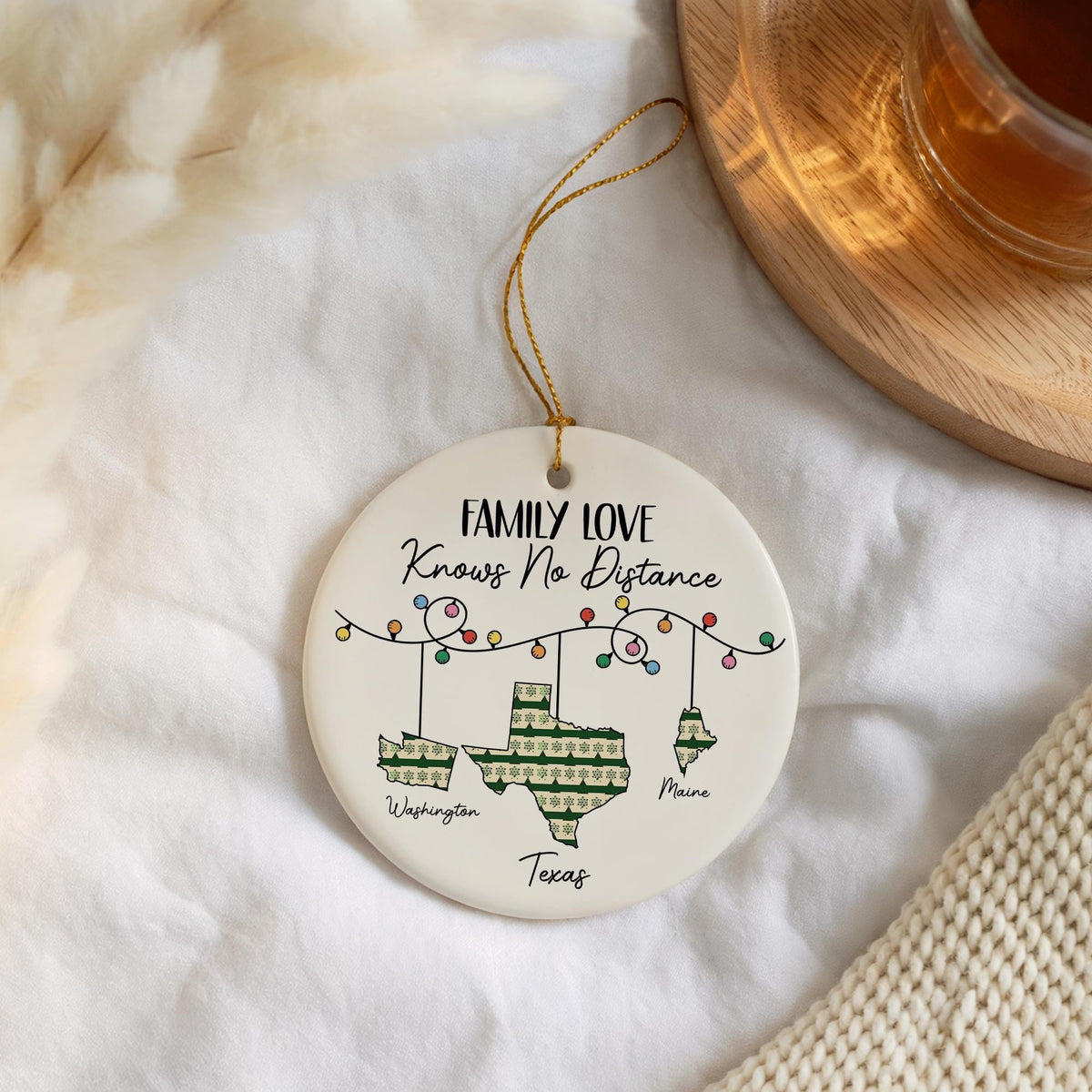 Custom Family Love Ornament, Distance Relationship Gift, Personalized State To States Ornaments