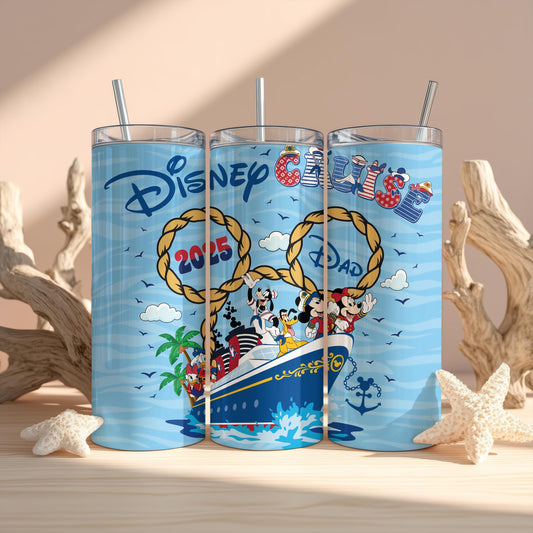 Custom Cartoon Friends Cruise Tumbler with Straw, Family Matching Nautical Cups, Vacation Gift