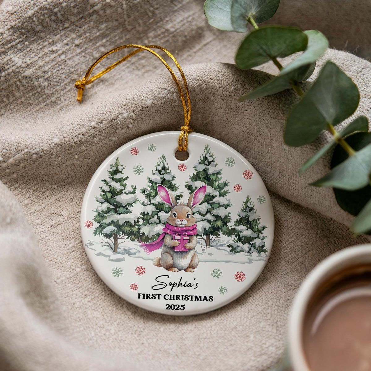 Personalized Baby's First Christmas Ornament, Ceramic Keepsake