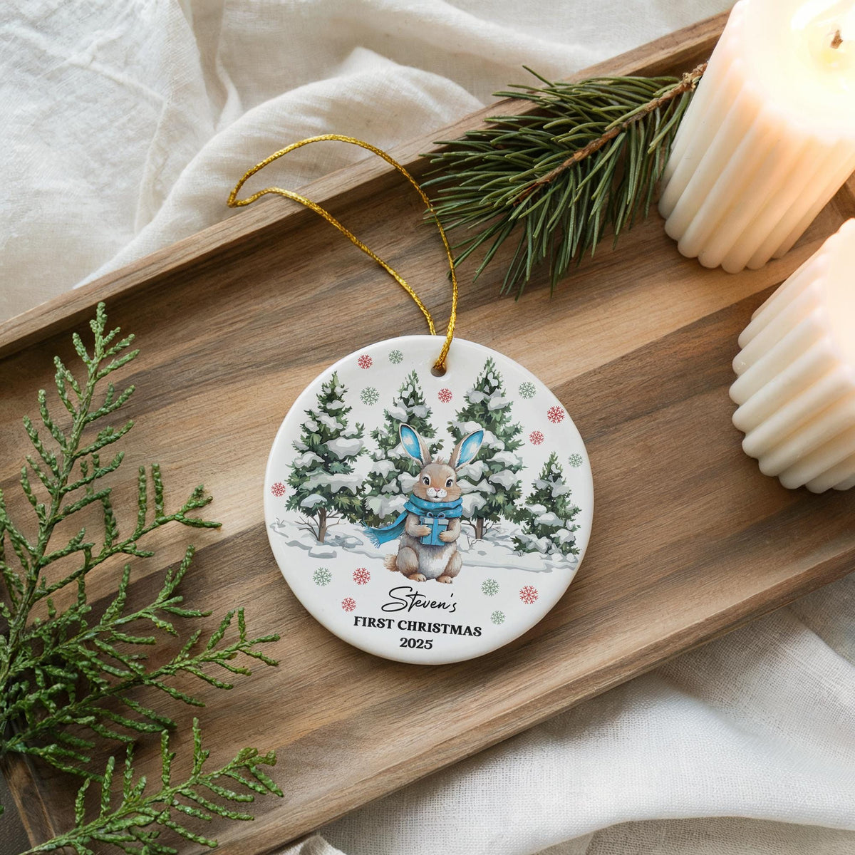 Personalized Baby's First Christmas Ornament, Ceramic Keepsake