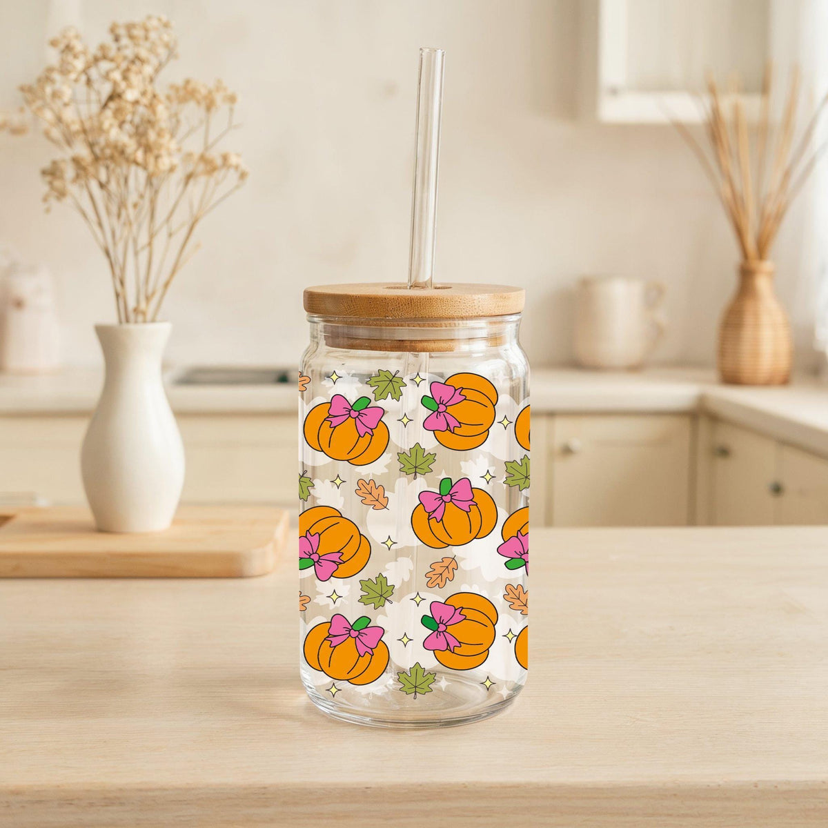 Aesthetic Pumpkins With Coquette Can Glass Tumbler