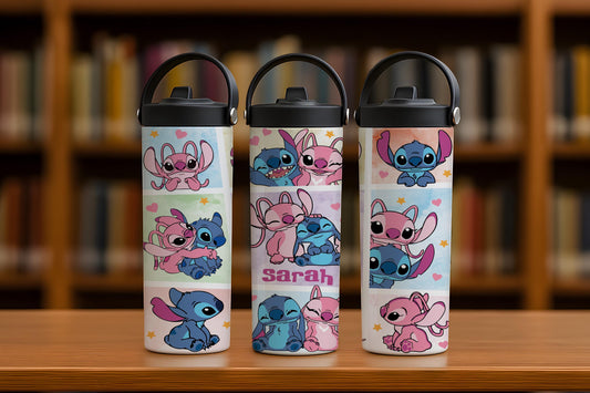 Custom Name Cute Alien Kids Tumbler, Personalized Steel Water Bottle, Back to School Gift