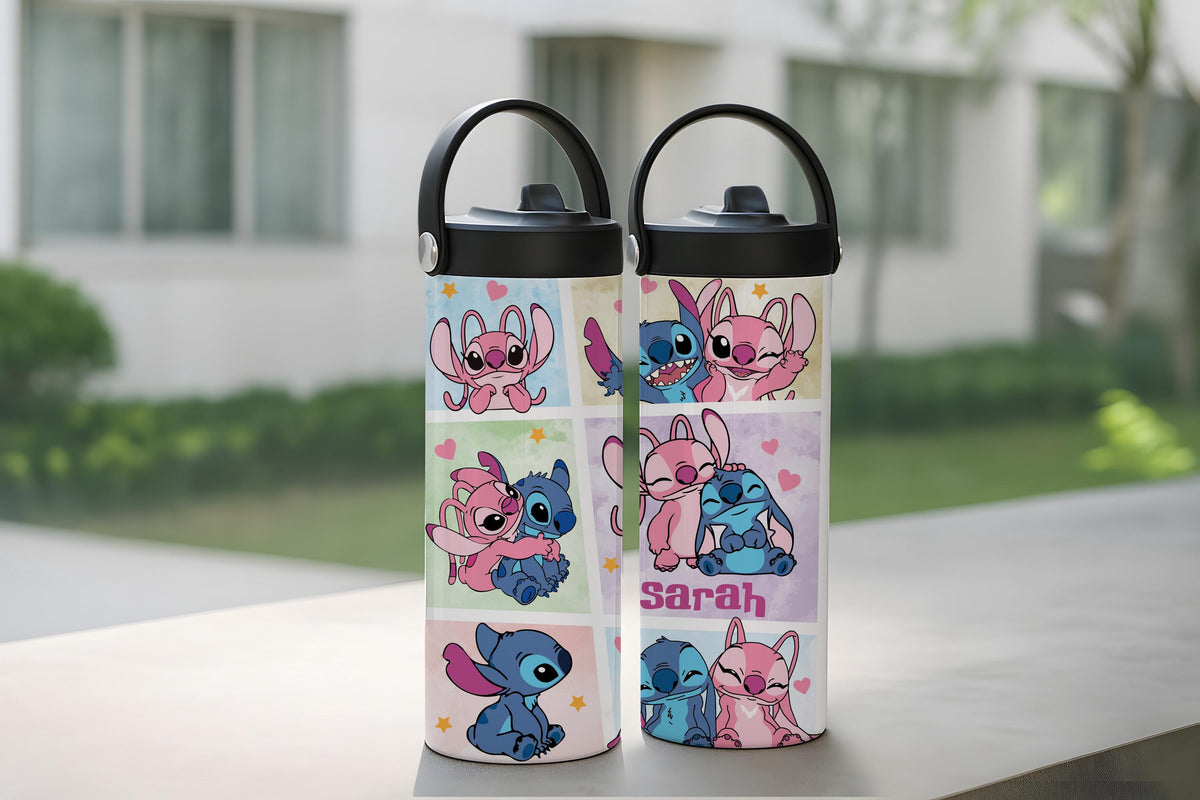 Custom Name Cute Alien Kids Tumbler, Personalized Steel Water Bottle, Back to School Gift