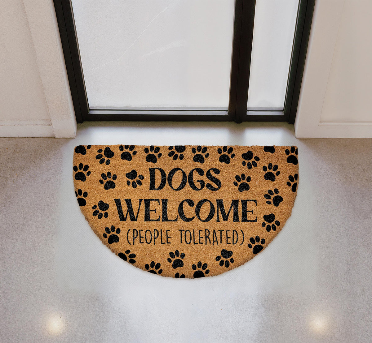 Funny Dog Welcome Mat, Paw Print Coir Doormat, Pet Lover Outdoor Entryway Rug