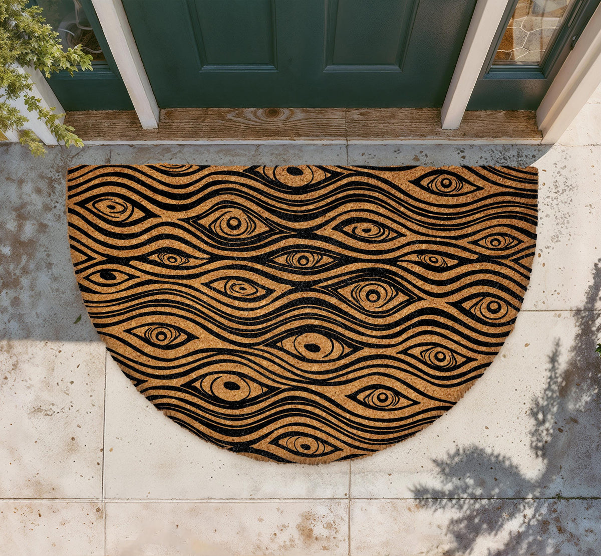 Trippy Eye Doormat, Abstract Illusion Welcome Mat, Psychedelic Coir Mat