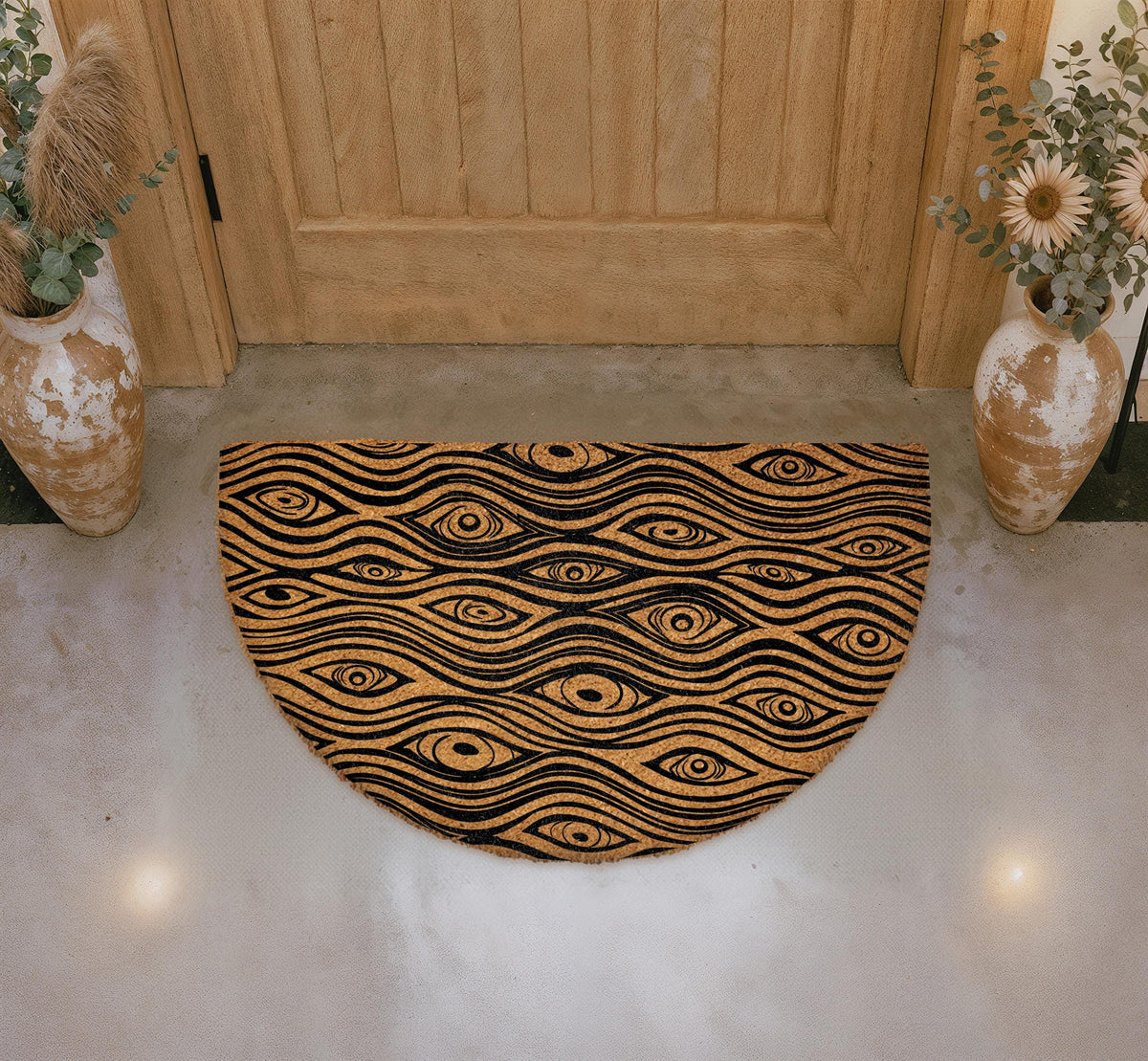 Trippy Eye Doormat, Abstract Illusion Welcome Mat, Psychedelic Coir Mat
