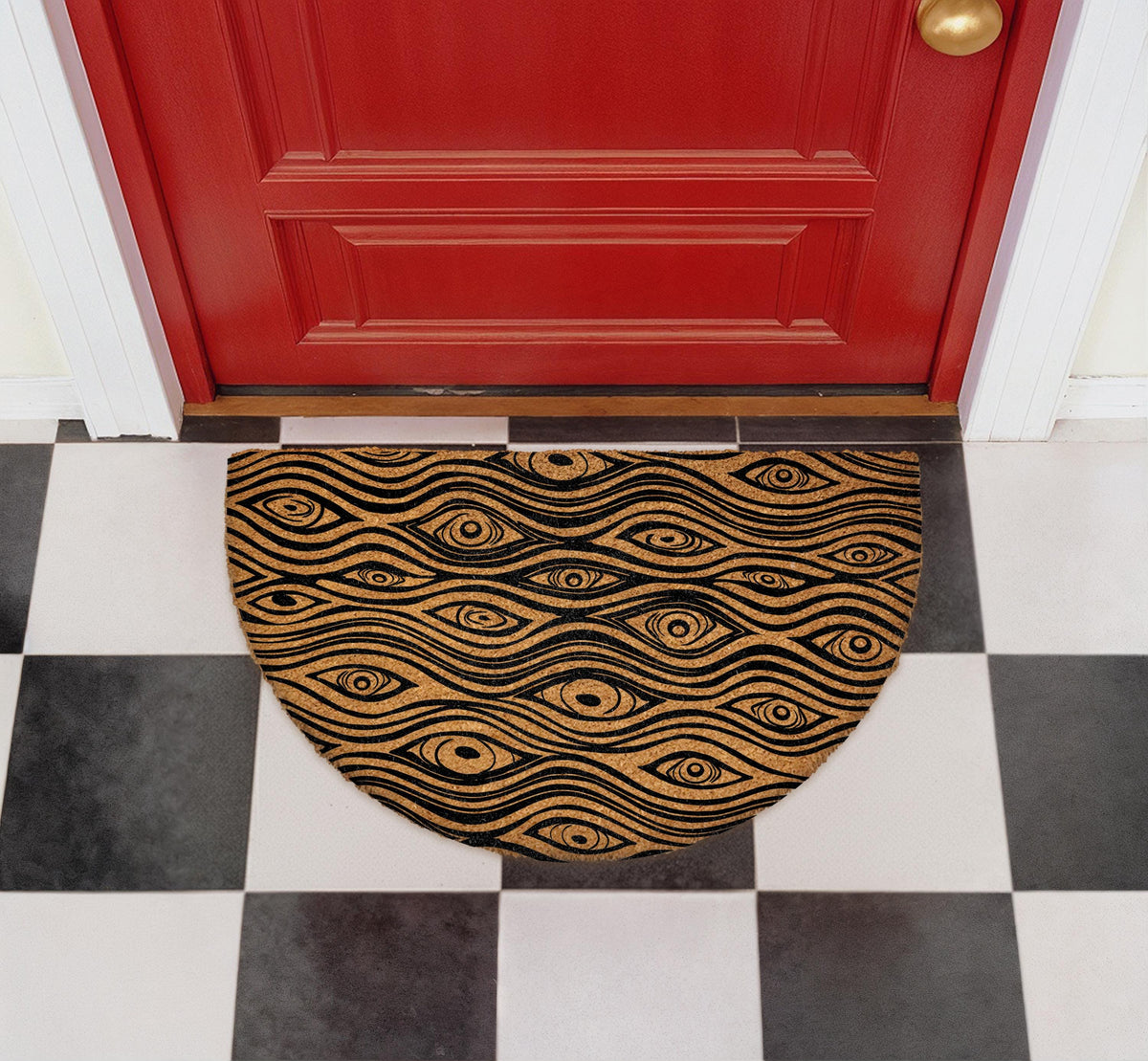 Trippy Eye Doormat, Abstract Illusion Welcome Mat, Psychedelic Coir Mat