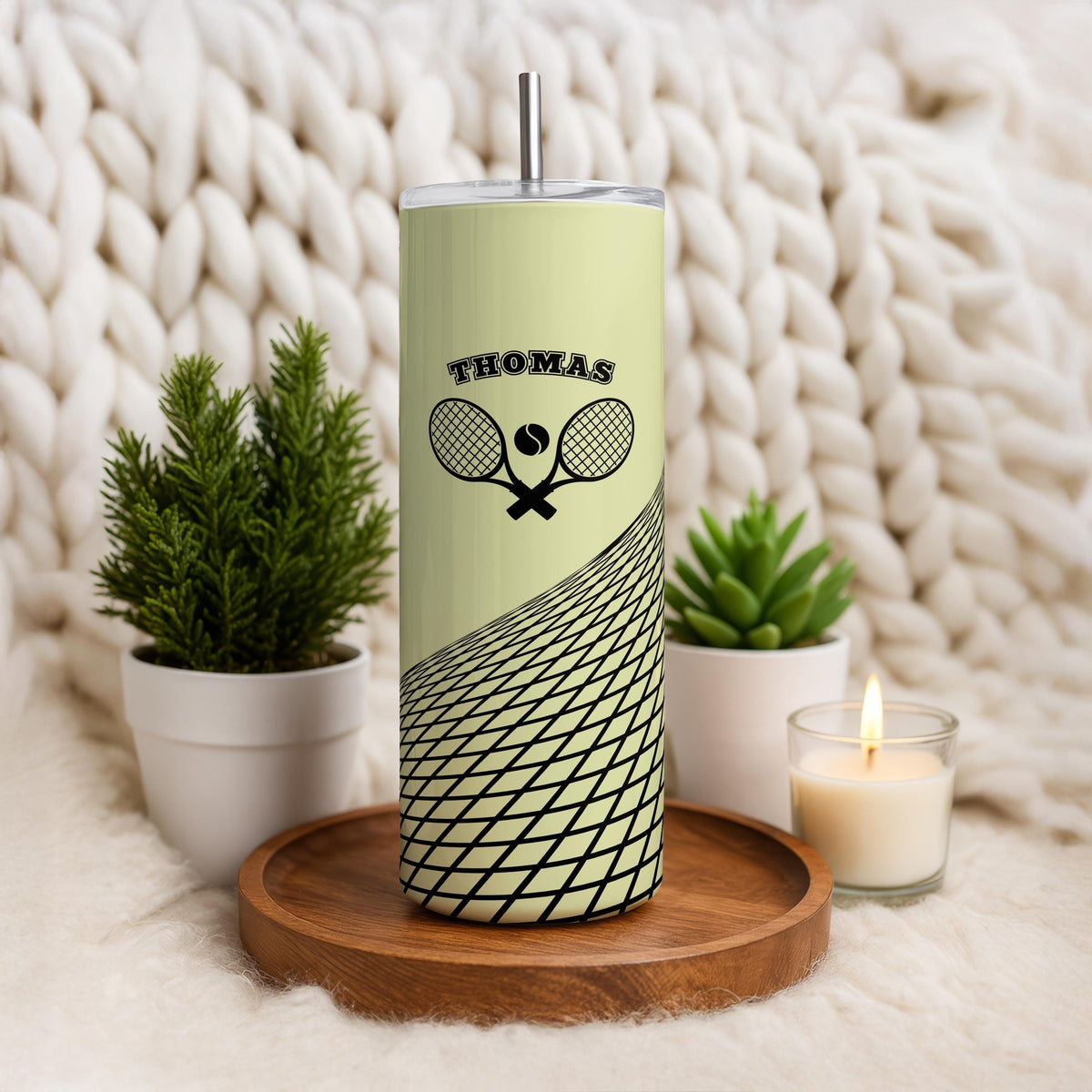 Custom Name Tennis Tumbler, Tennis Racket Cup, Personalized Tennis Player Gift