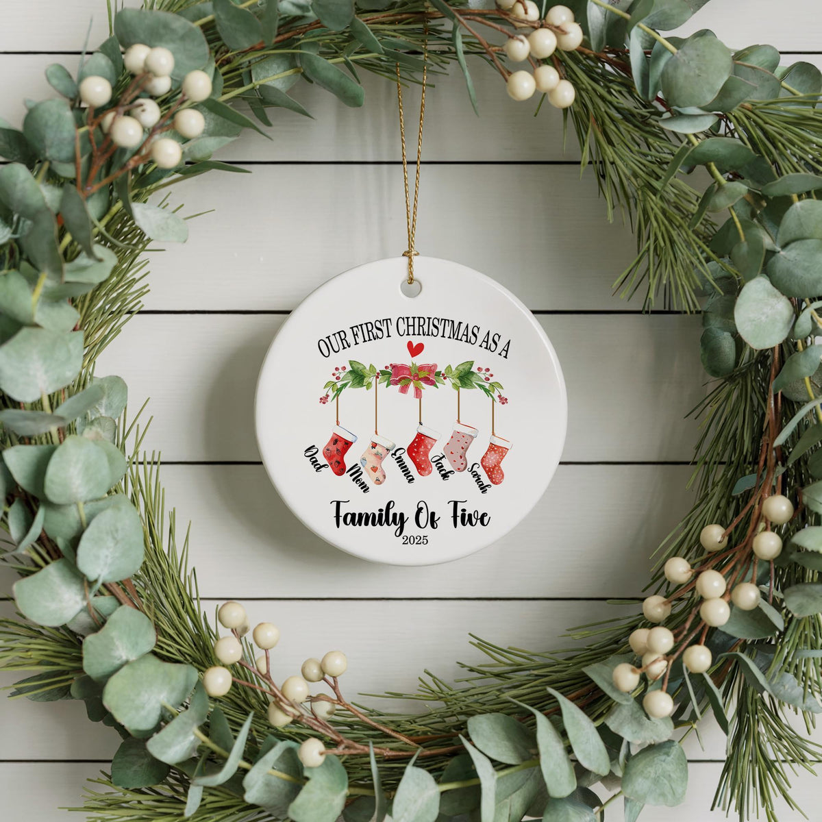 First Christmas As A Family Of Three Ornament, Personalized New Parent Holiday Gift