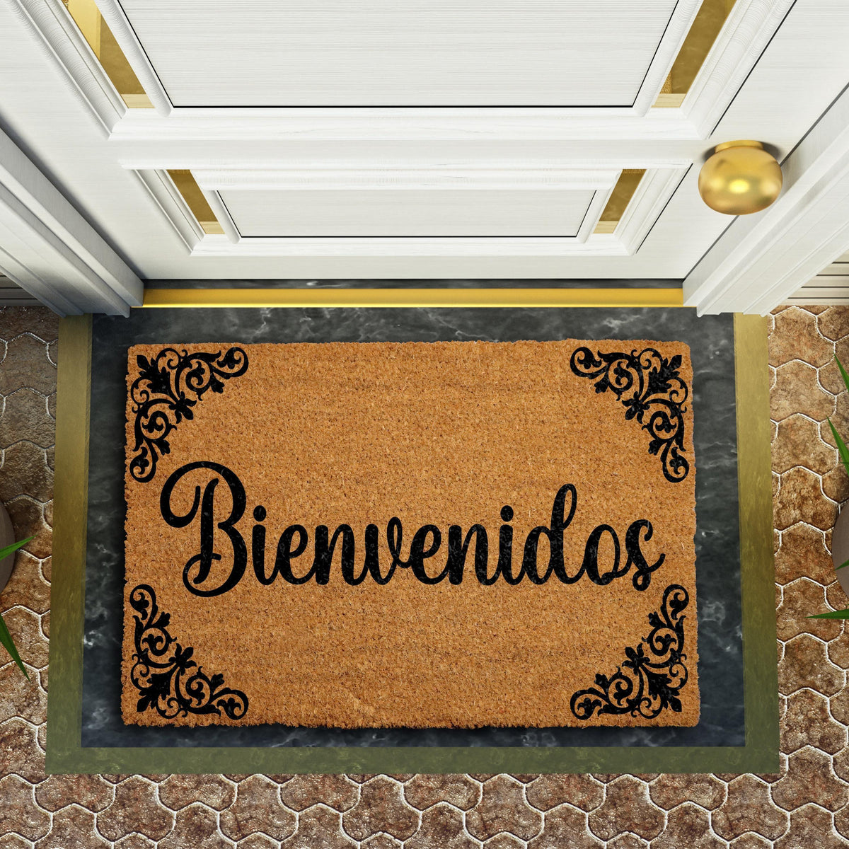 Bienvenidos Doormat, Elegant Spanish Welcome Mat, Cute Housewarming Gift
