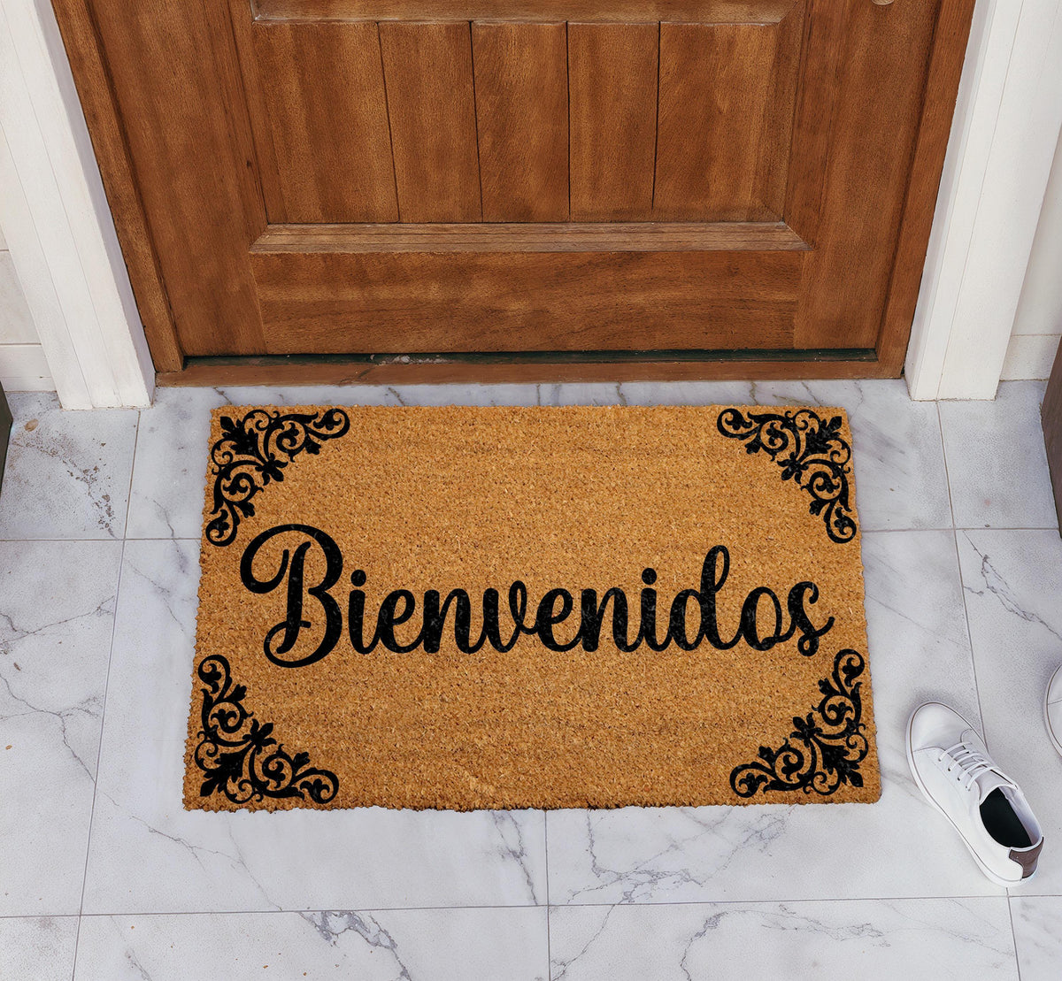 Bienvenidos Doormat, Elegant Spanish Welcome Mat, Cute Housewarming Gift