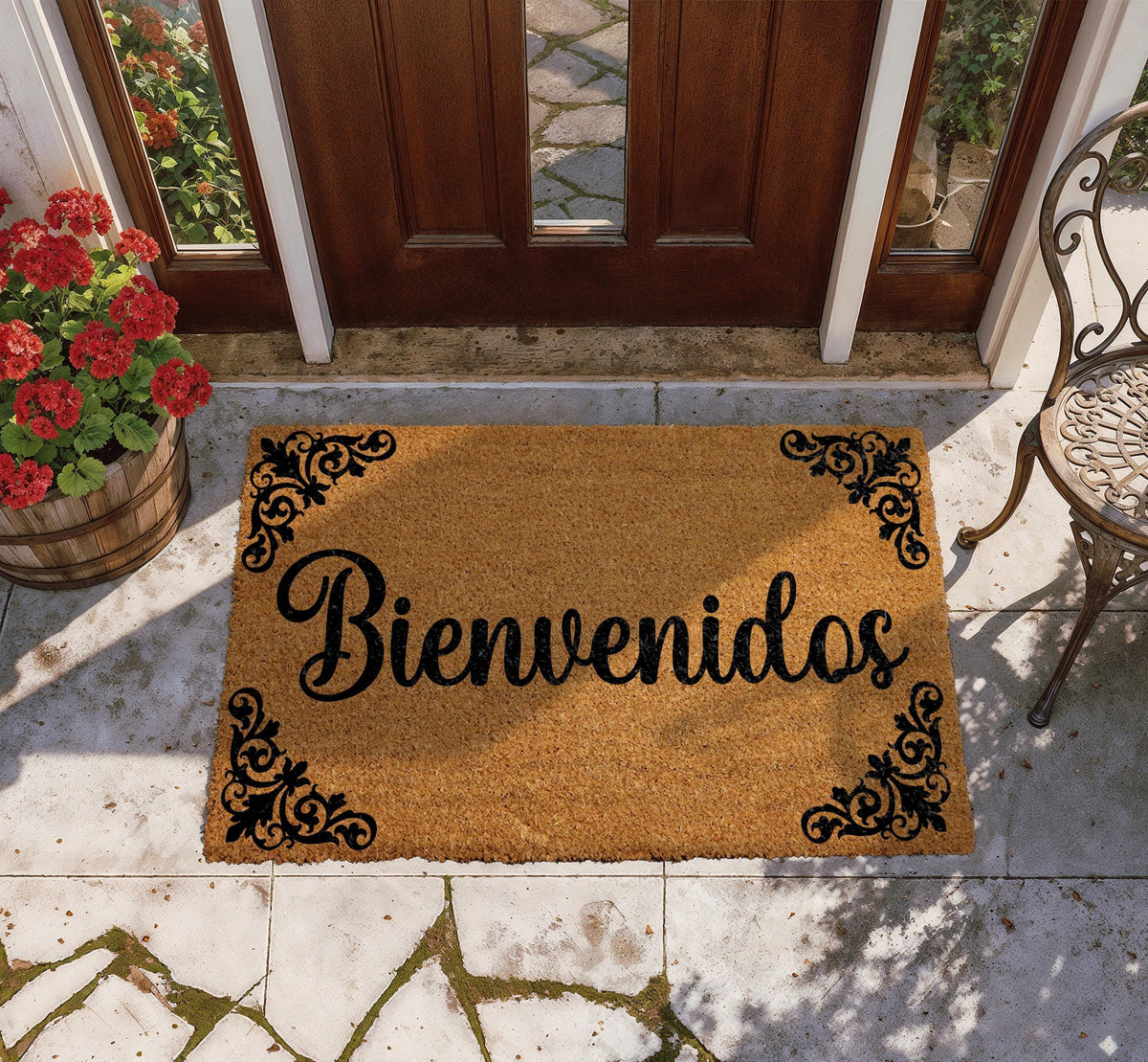 Bienvenidos Doormat, Elegant Spanish Welcome Mat, Cute Housewarming Gift