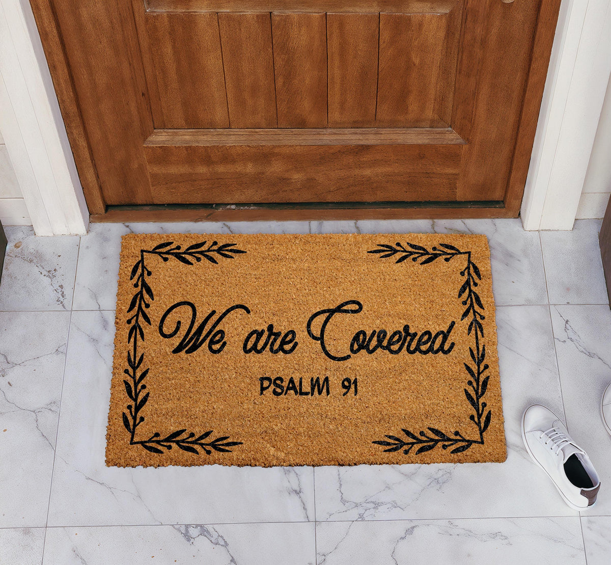 We are Covered Psalm 91 Christian Doormat