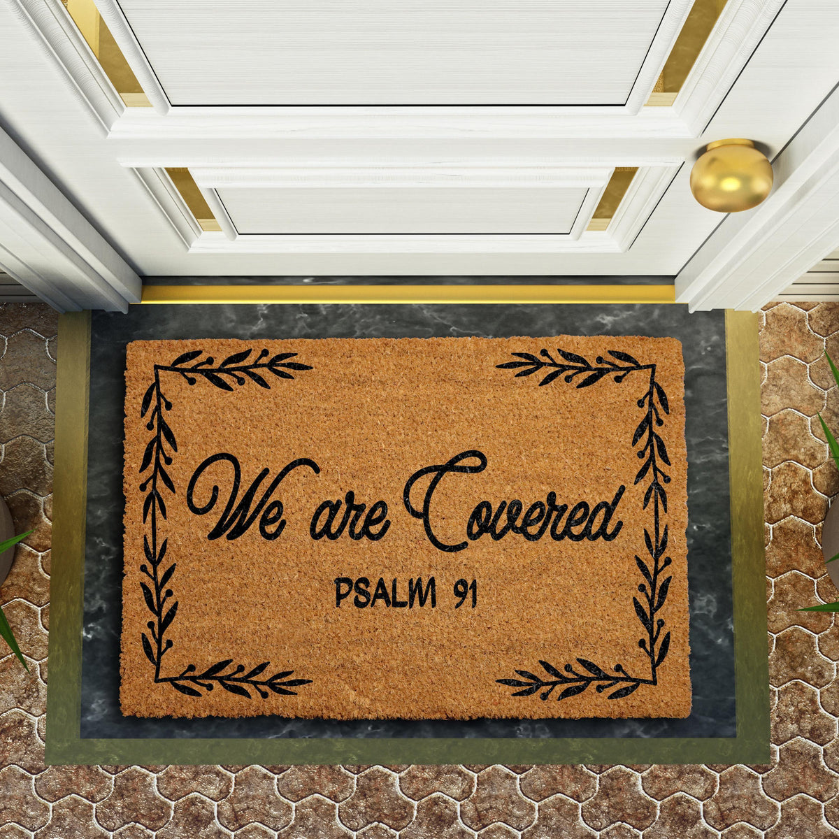 We are Covered Psalm 91 Christian Doormat