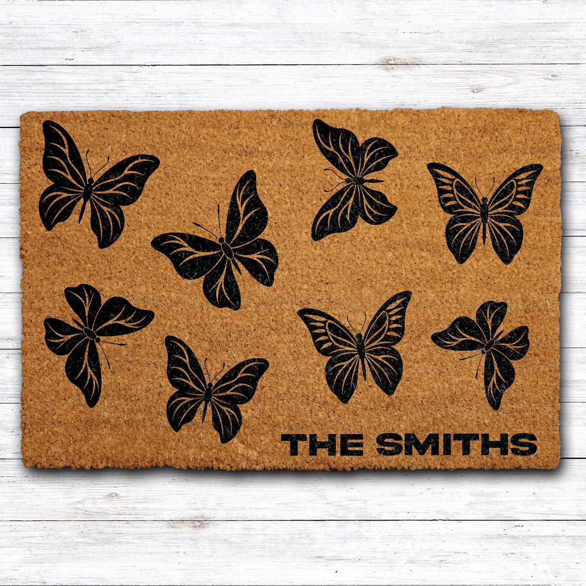 Butterfly Doormat, Custom Family Welcome Mat, Personalized Family Mat, Elegant Door Mat