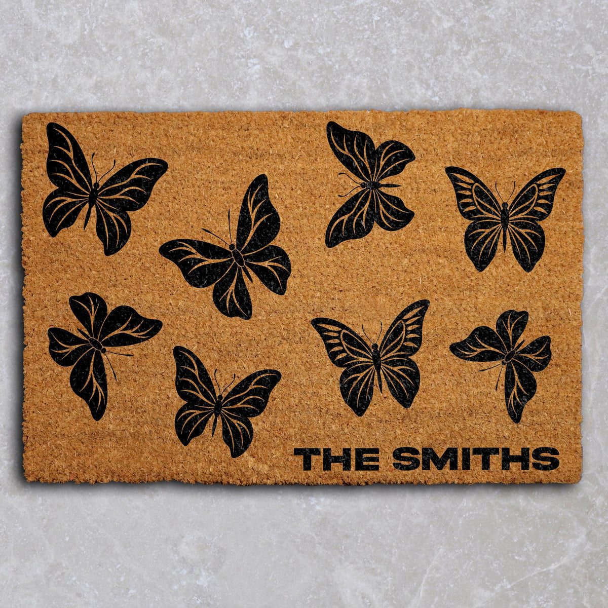 Butterfly Doormat, Custom Family Welcome Mat, Personalized Family Mat, Elegant Door Mat