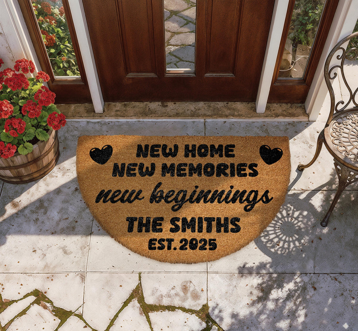 New Home New Memories Doormat, Custom Family Welcome Mat, New Beginnings Door Mat