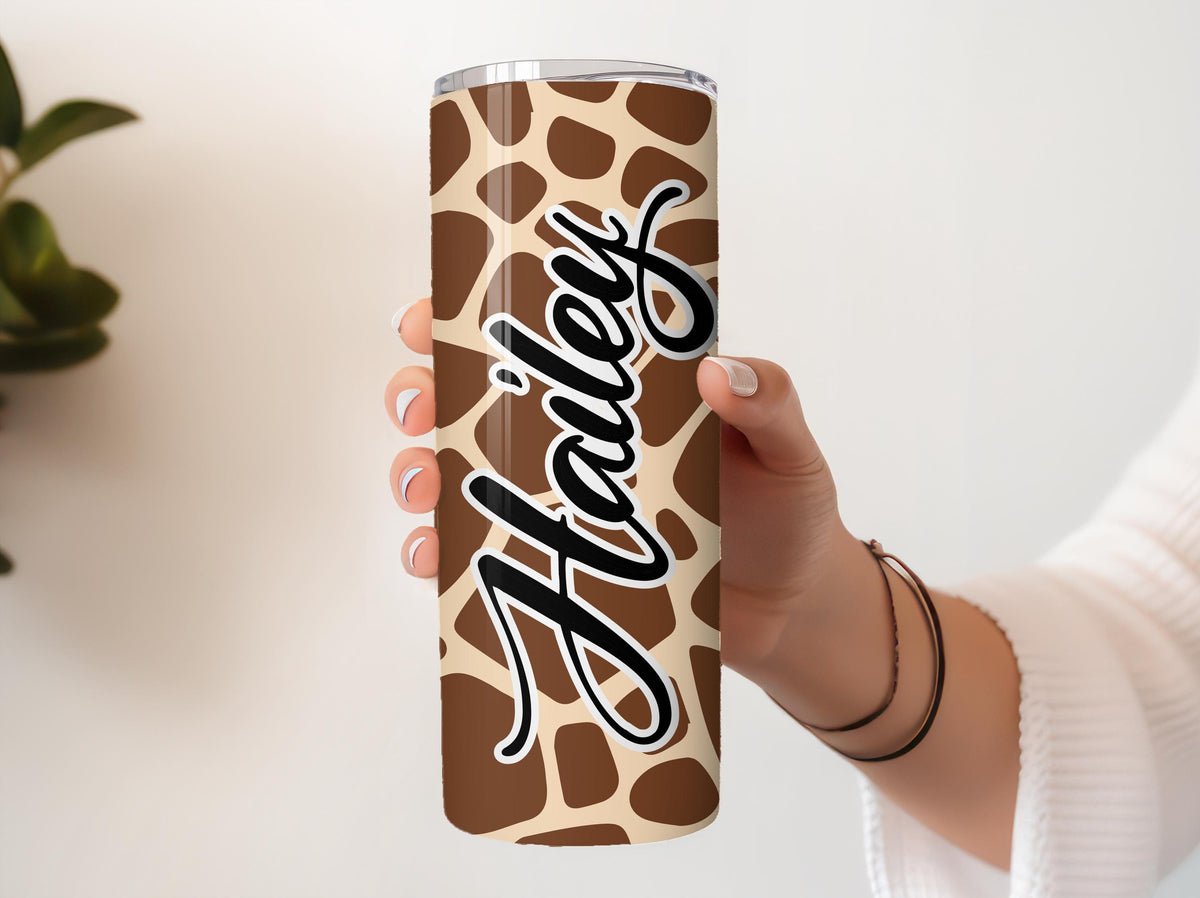 Personalized Animal Print Tumbler With Straw, Fashionable Birthday Gift For Women