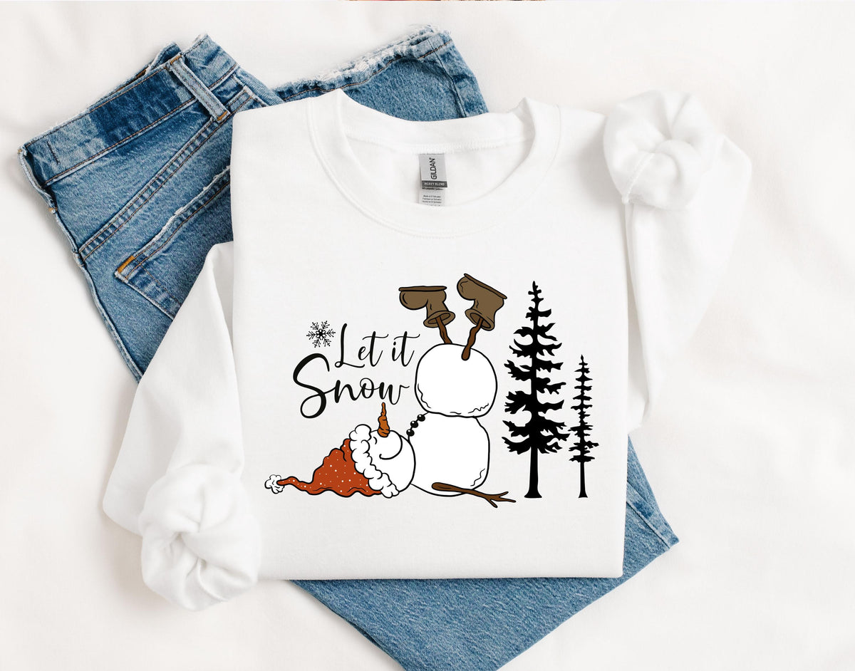 Let It Snow T-Shirt, Santa Snowman Shirt, Funny Holiday Gift Tee, Christmas Family Sweatshirt