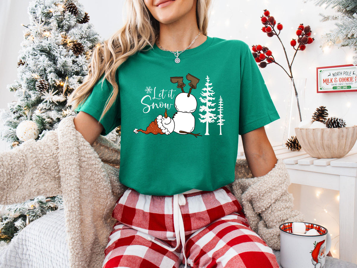 Let It Snow T-Shirt, Santa Snowman Shirt, Funny Holiday Gift Tee, Christmas Family Sweatshirt
