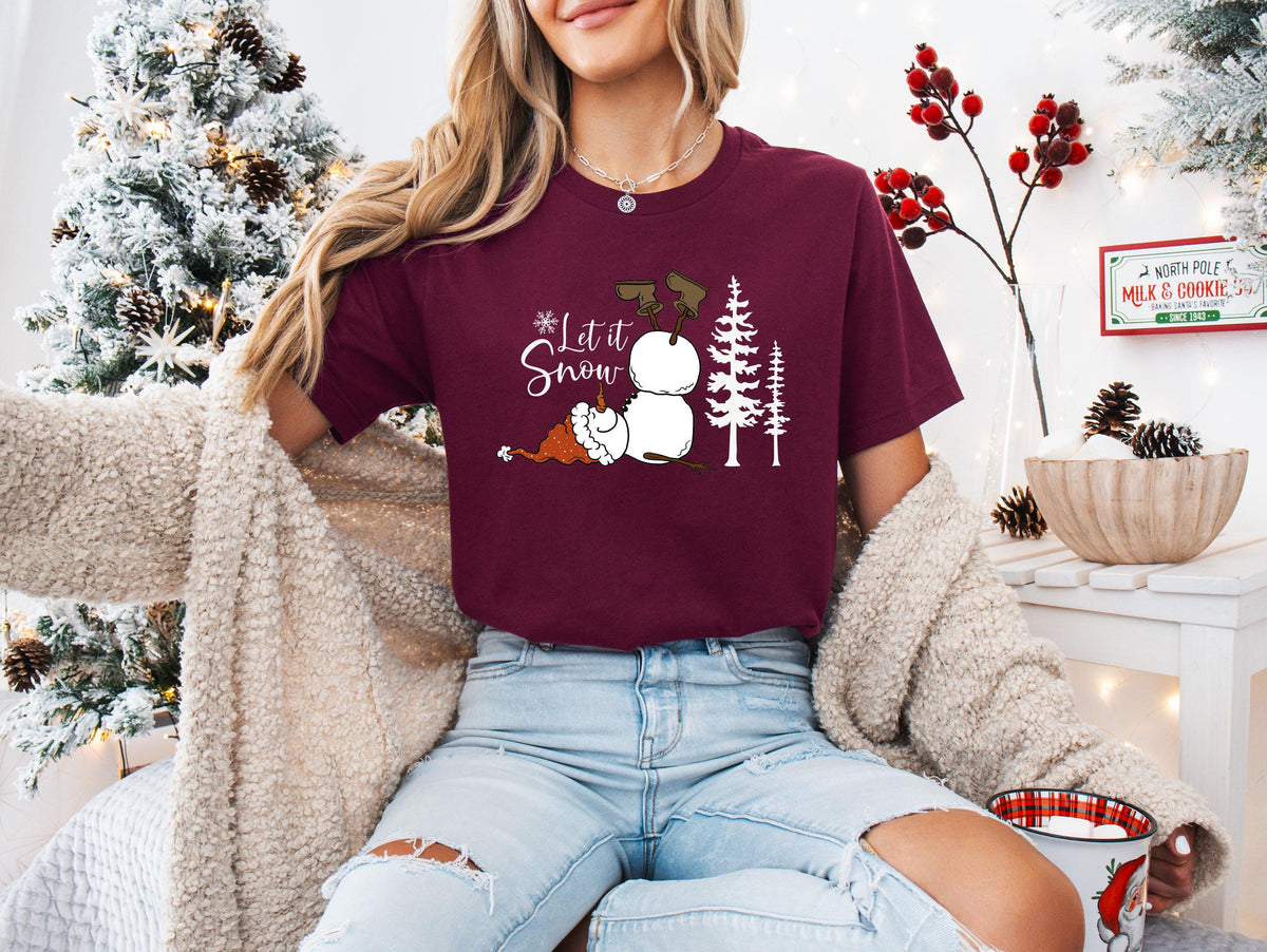 Let It Snow T-Shirt, Santa Snowman Shirt, Funny Holiday Gift Tee, Christmas Family Sweatshirt