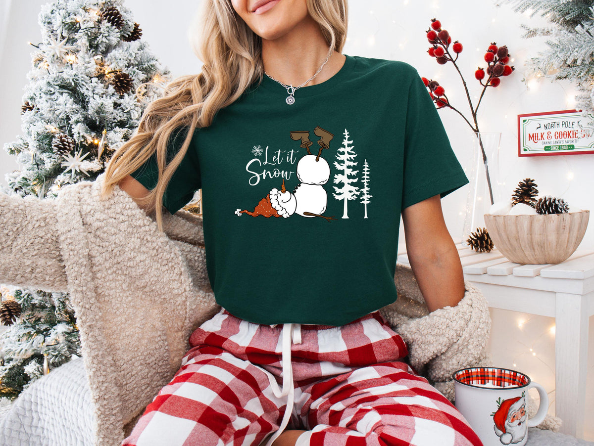 Let It Snow T-Shirt, Santa Snowman Shirt, Funny Holiday Gift Tee, Christmas Family Sweatshirt