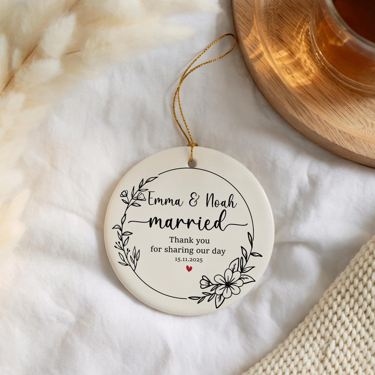 Personalized Wedding Ornament, Favor For Guests Ornaments, Custom Name Married Keepsake