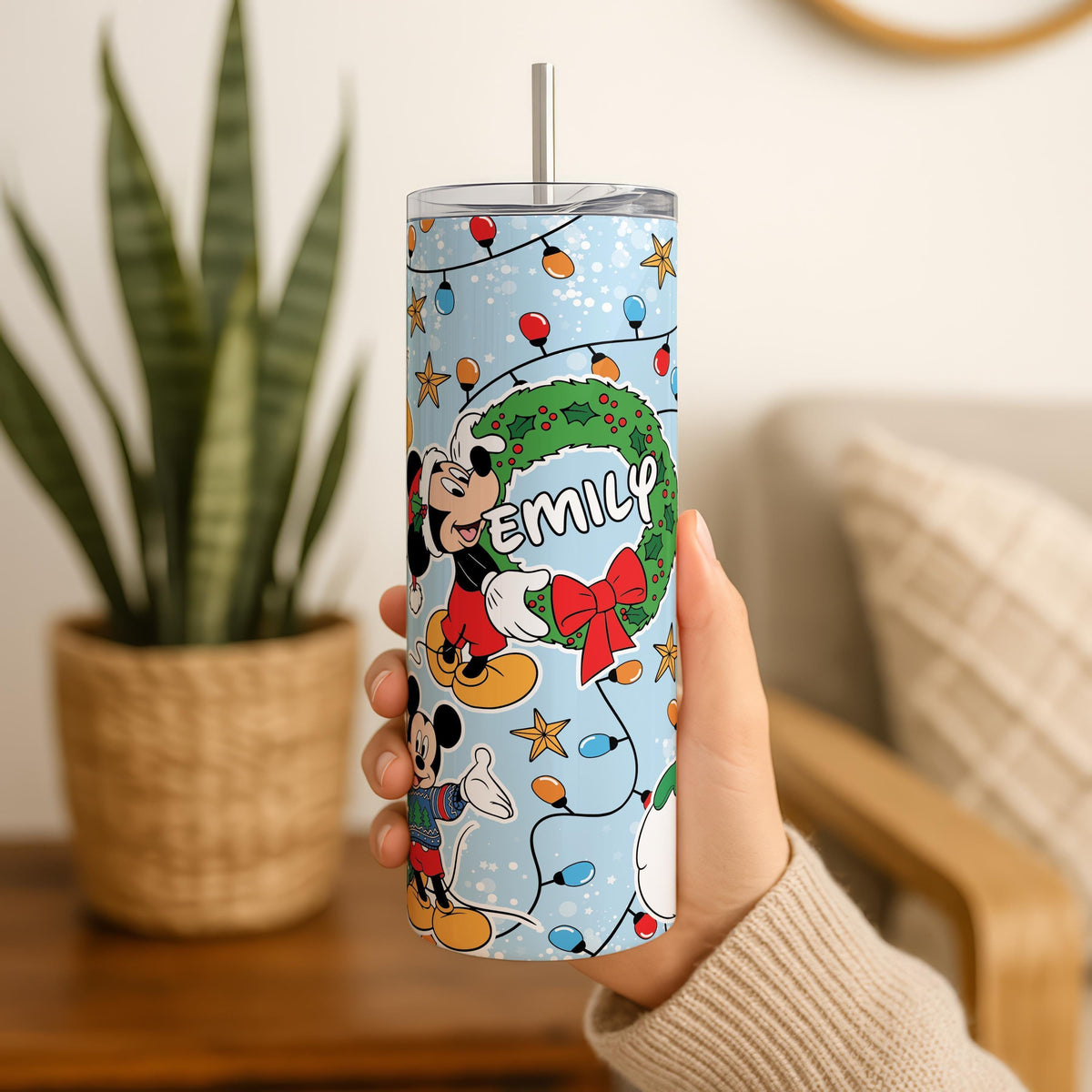 Personalized Cartoon Friends Christmas Kids Tumbler with Straw
