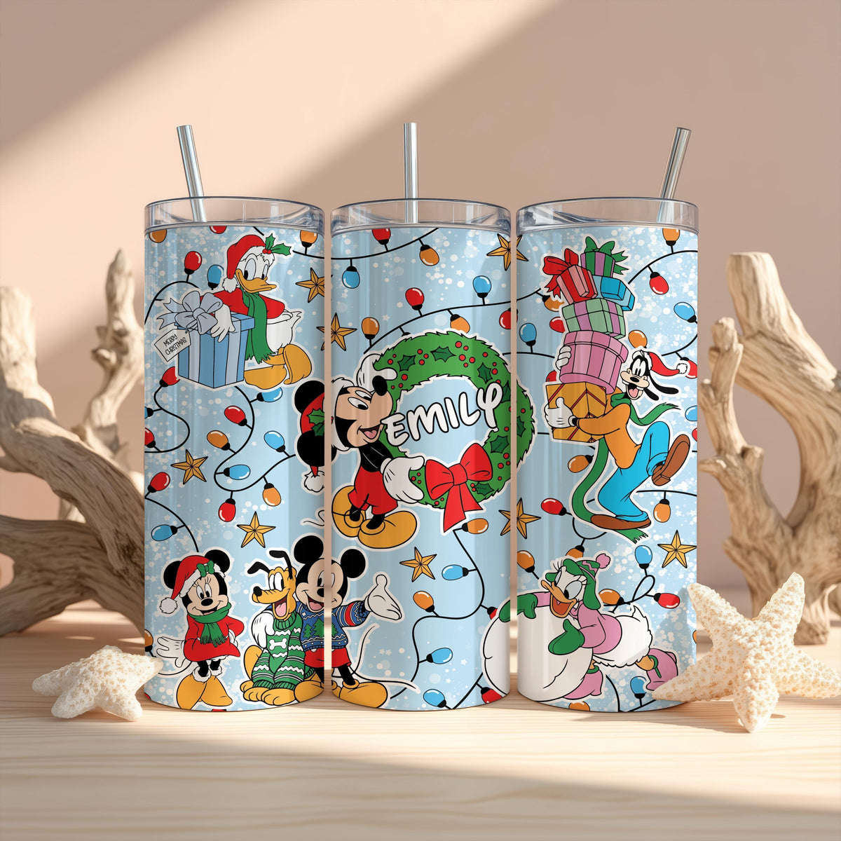 Personalized Cartoon Friends Christmas Kids Tumbler with Straw