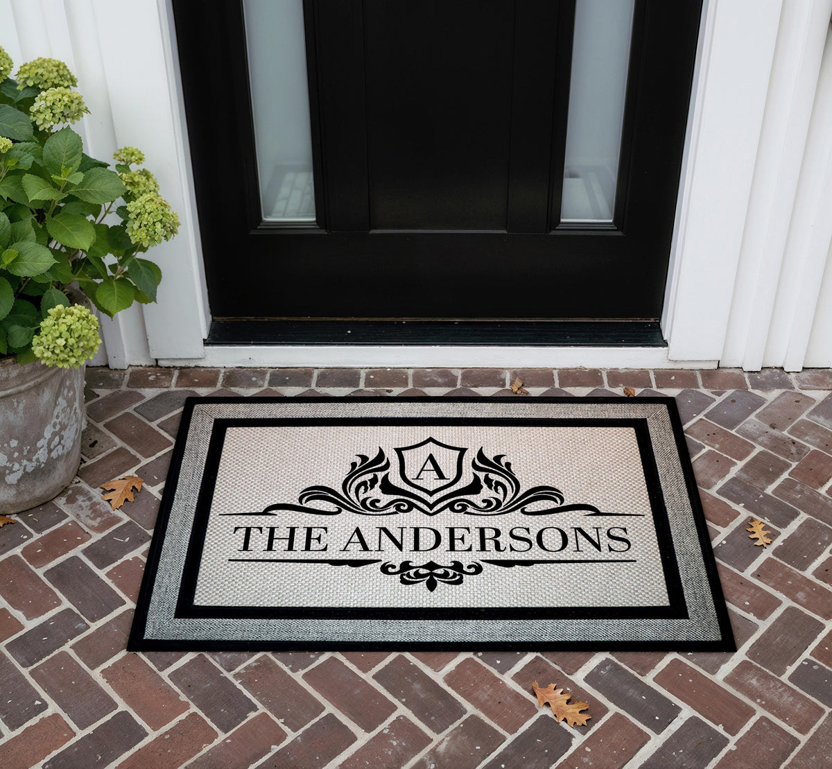 Personalized Family Name Doormat, Custom Monogram Crest Welcome Mat, Elegant Initial Door Mat, Indoor Outdoor Mat, Gift For New Homeowners