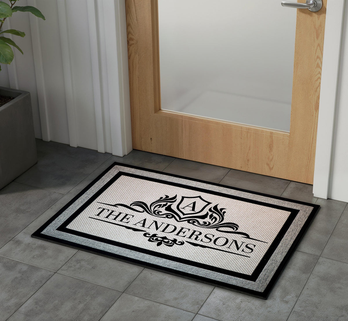 Personalized Family Name Doormat, Custom Monogram Crest Welcome Mat, Elegant Initial Door Mat, Indoor Outdoor Mat, Gift For New Homeowners