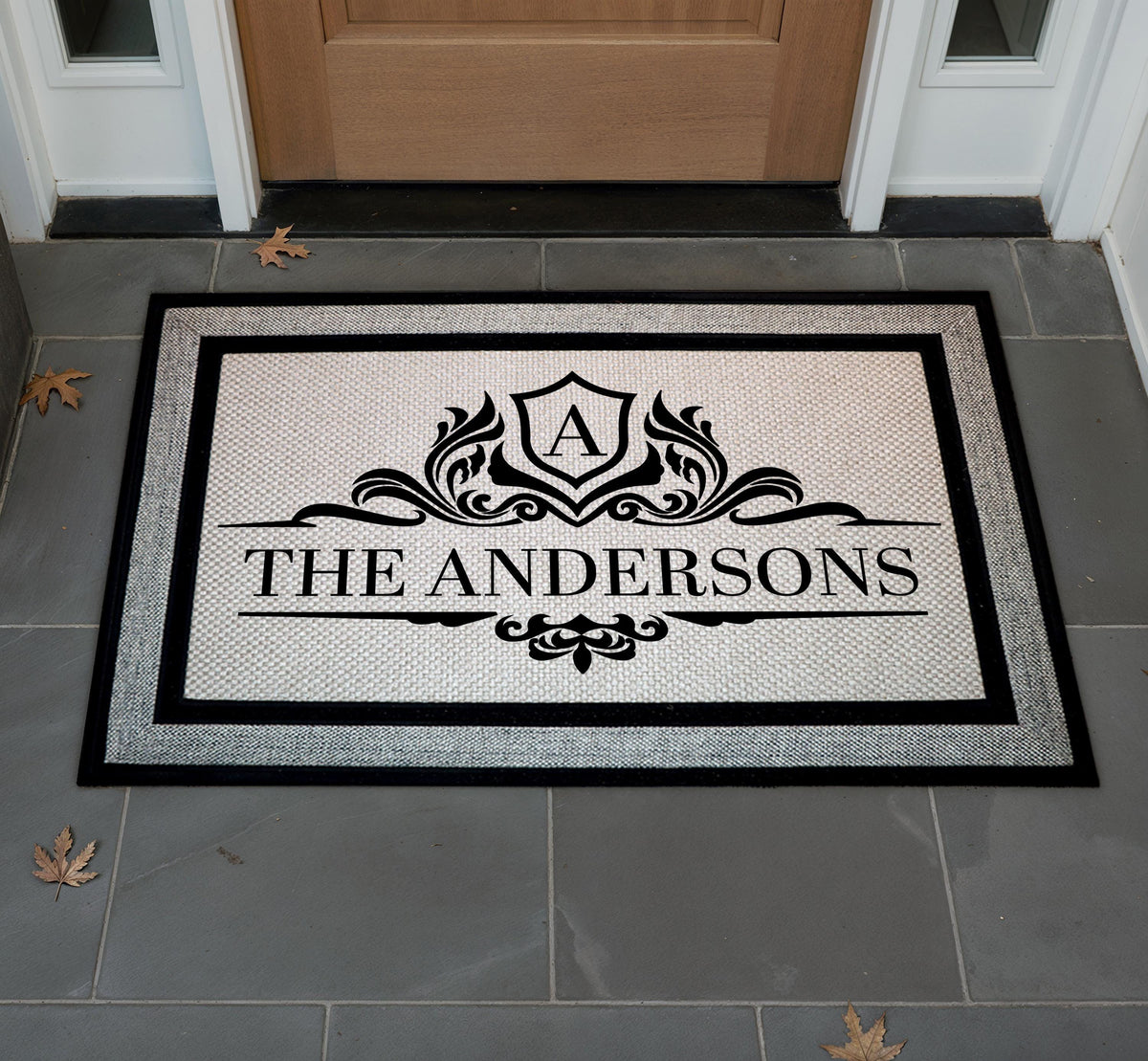 Personalized Family Name Doormat, Custom Monogram Crest Welcome Mat, Elegant Initial Door Mat, Indoor Outdoor Mat, Gift For New Homeowners