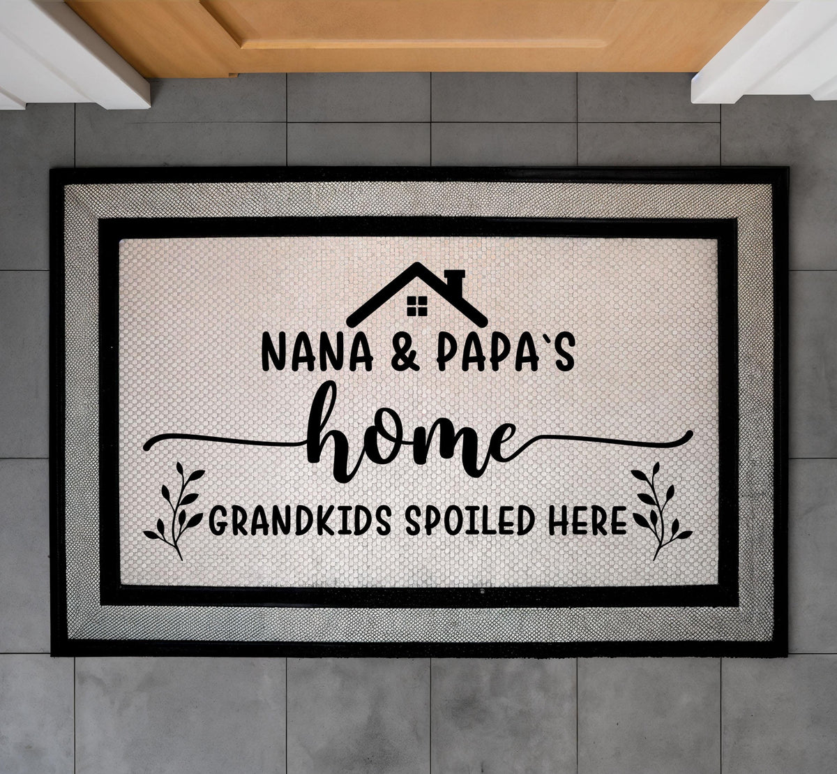 Grandkids Spoiled Here Doormat, Nana and Papa Welcome Mat