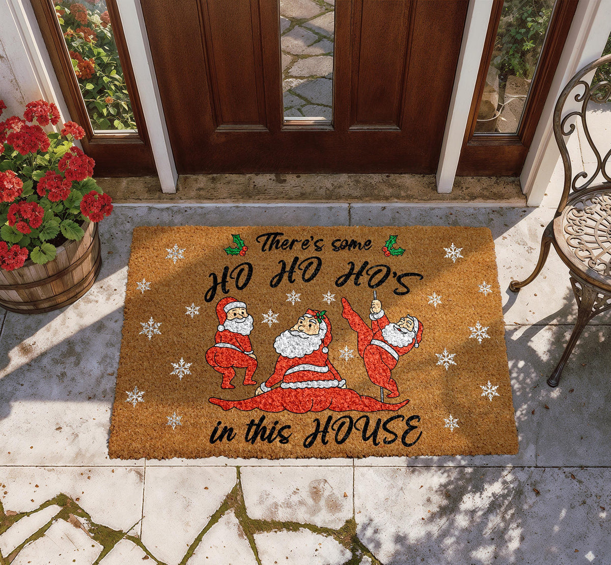 Naughty Santa Christmas Door Mat, There's Some Ho's In This House Doormat