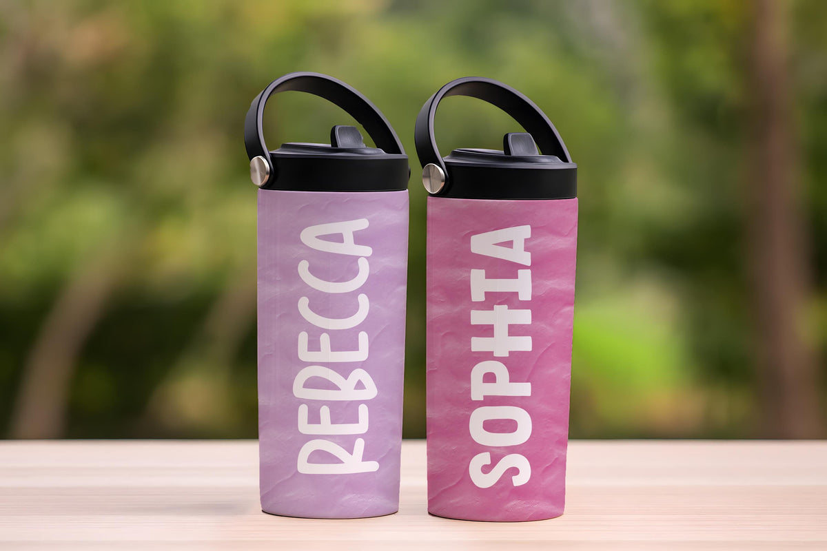 Customizable Kids Tumbler With Foldable Straw, Personalized Kids Water Bottle