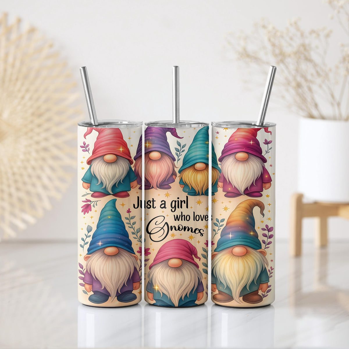 Just A Girl Who Loves Gnomes Insulated Tumbler, Cute Gnome Inspired Stainless Steel Tumbler