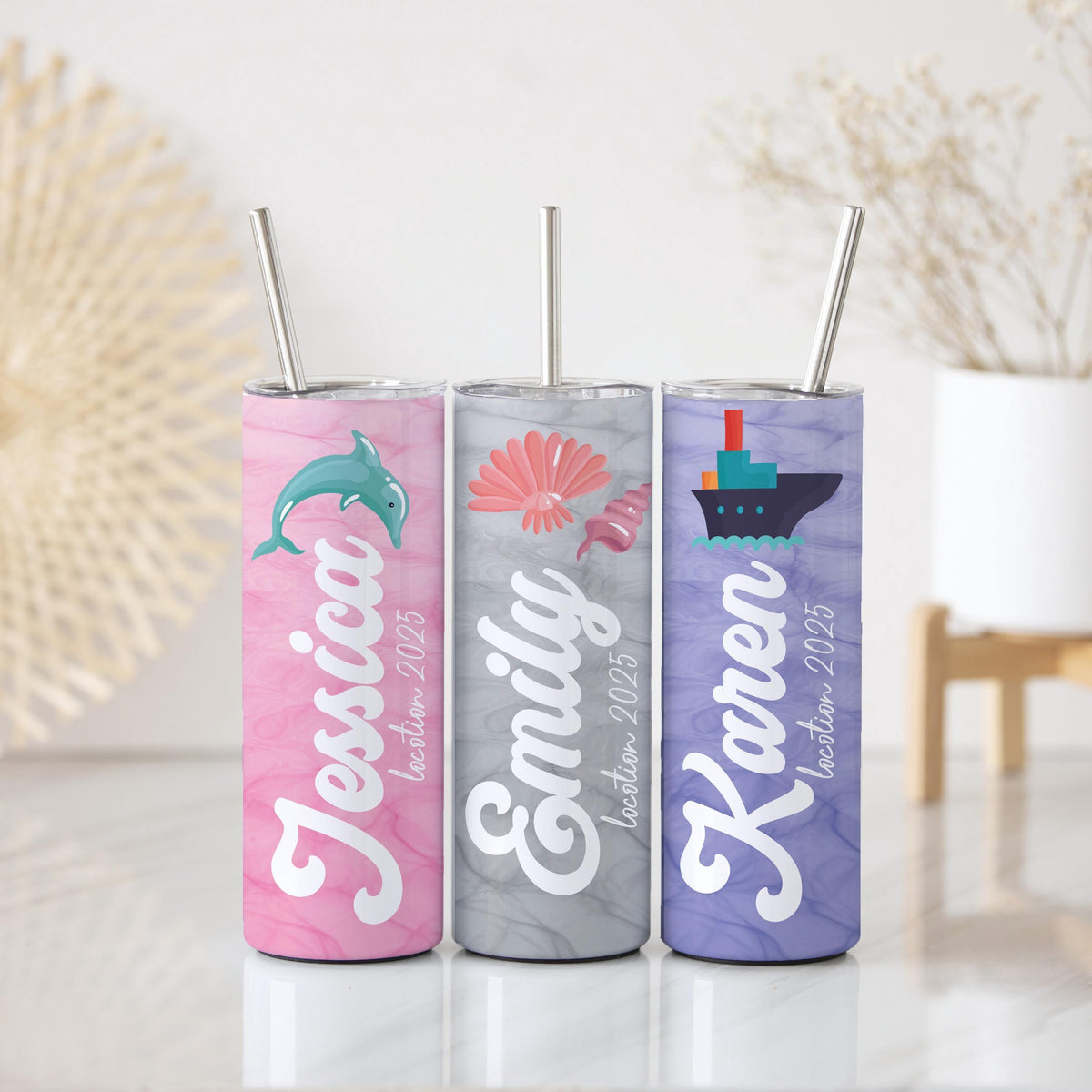 Customizable Matching Cruise Vacation Tumblers, Nautical Design Coastal Lover Gift