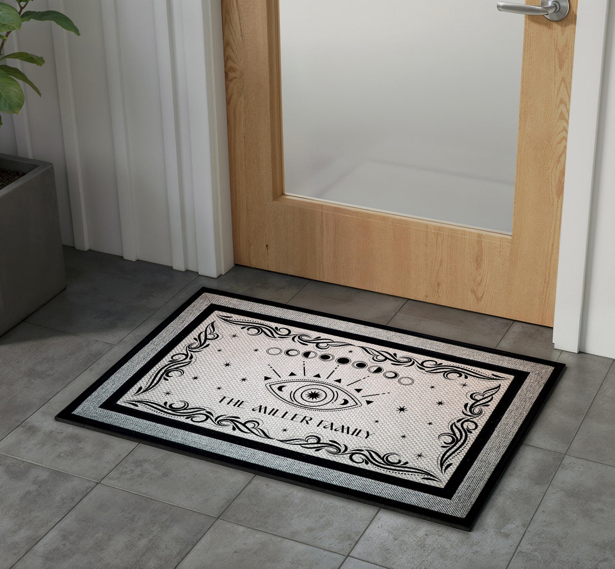 Personalized Celestial Doormat, Moon Phase Welcome Mat
