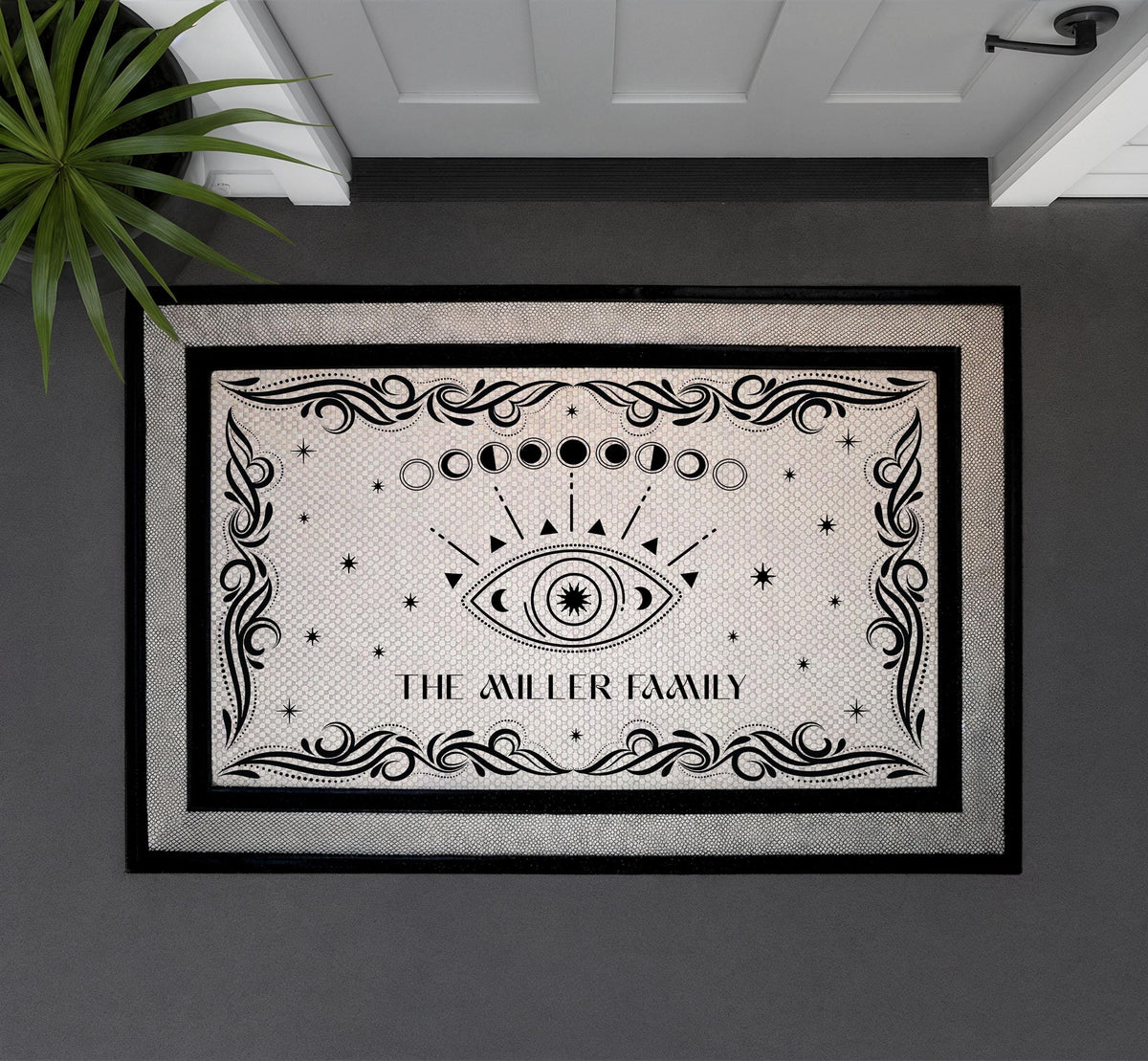 Personalized Celestial Doormat, Moon Phase Welcome Mat